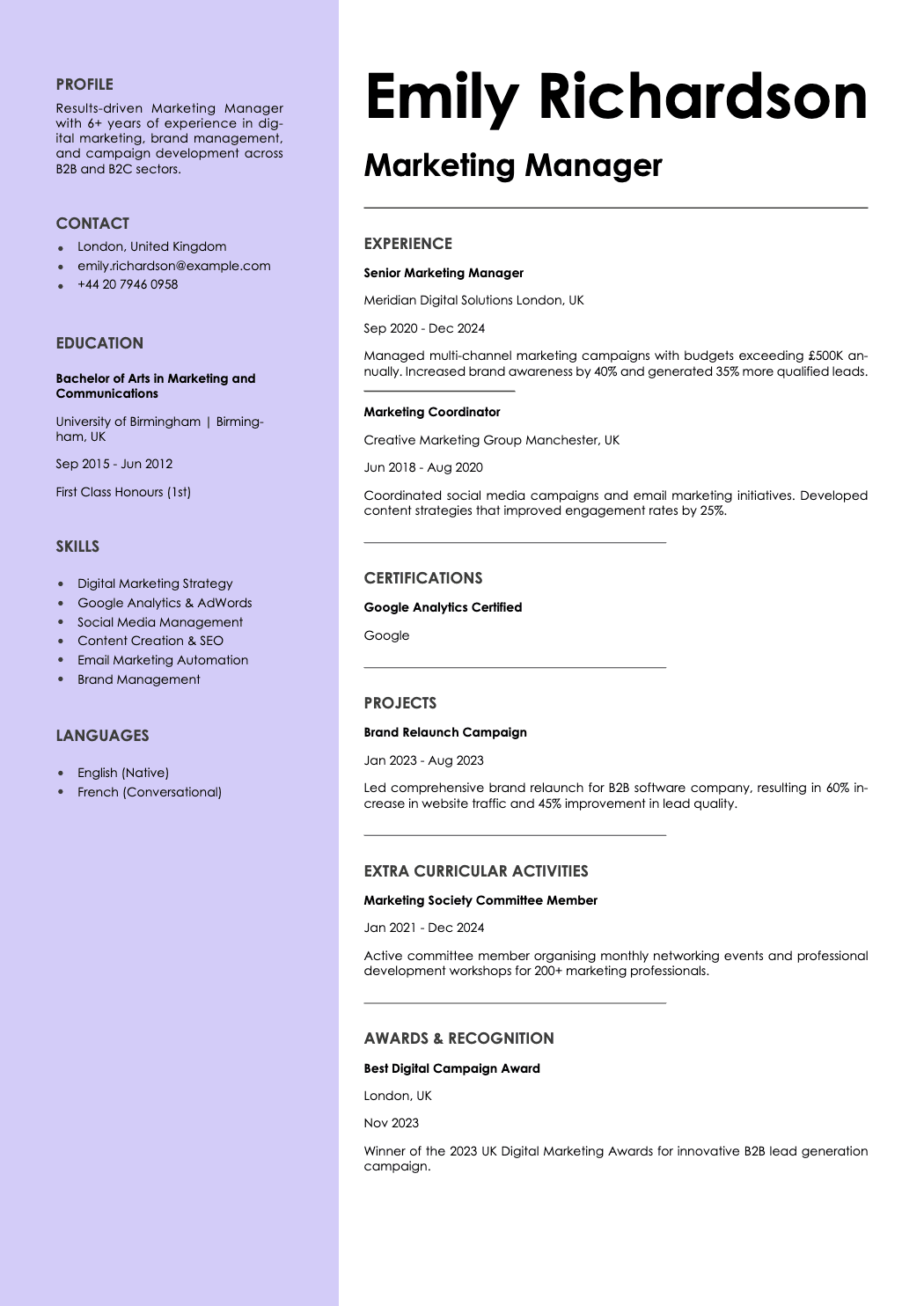 Aurum - Resume template Aurum - Resume and CV template preview, professional ATS-friendly design