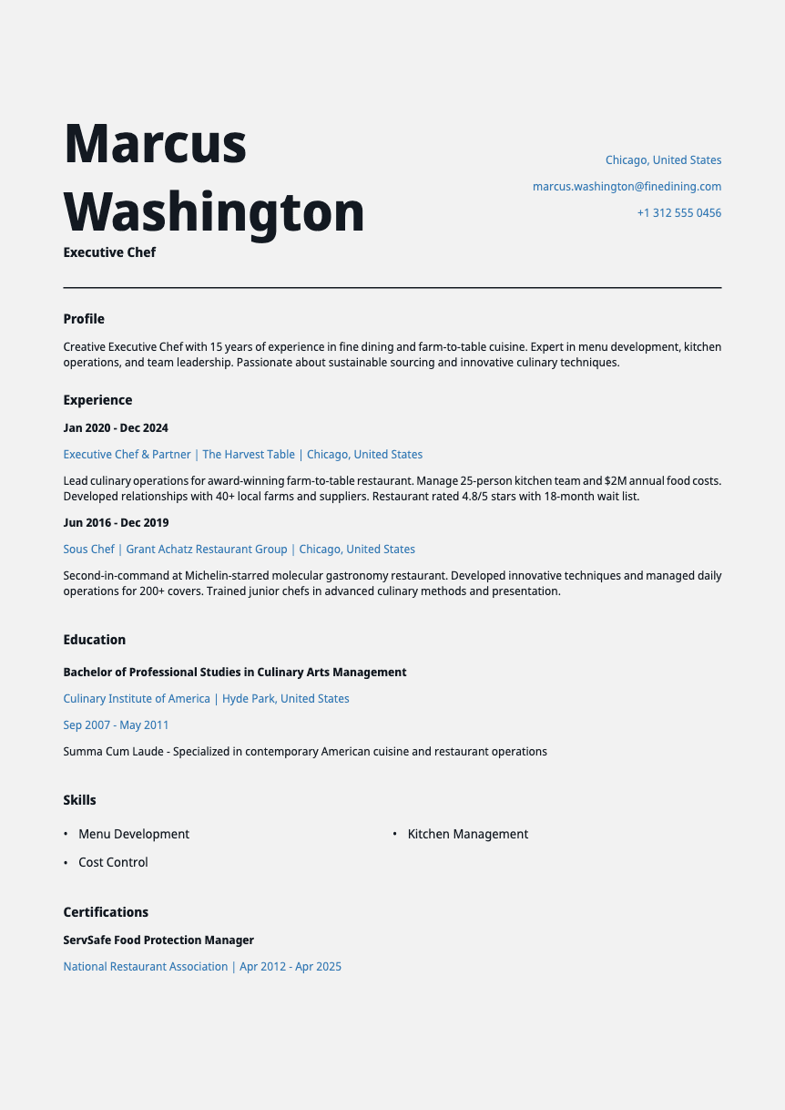 Cobalt - Resume template Cobalt - Resume and CV template preview, professional ATS-friendly design