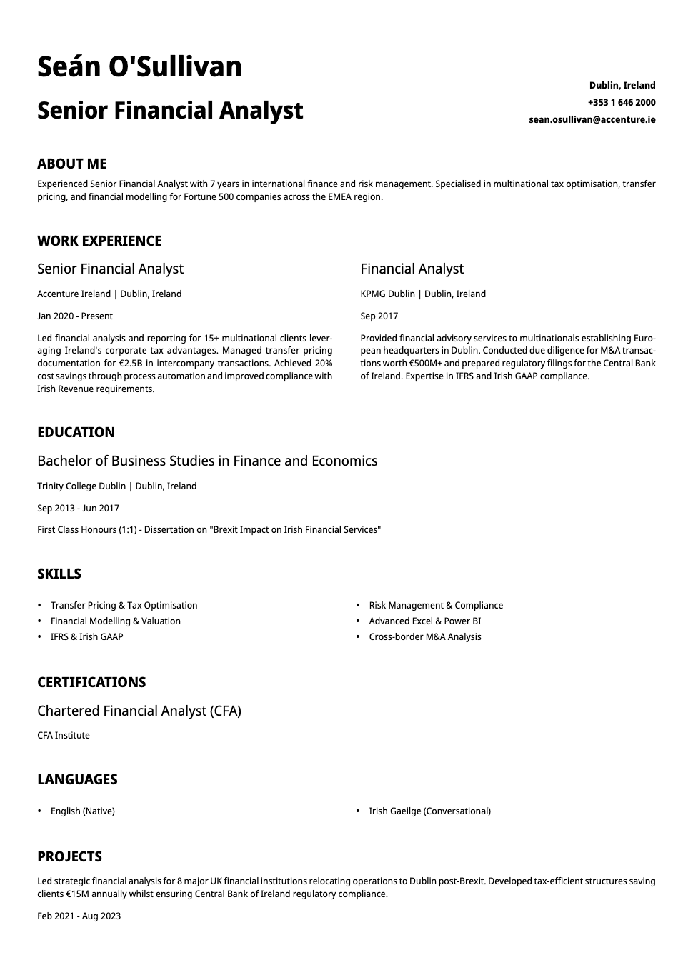 Graphite - Resume template Graphite - Resume and CV template preview, professional ATS-friendly design