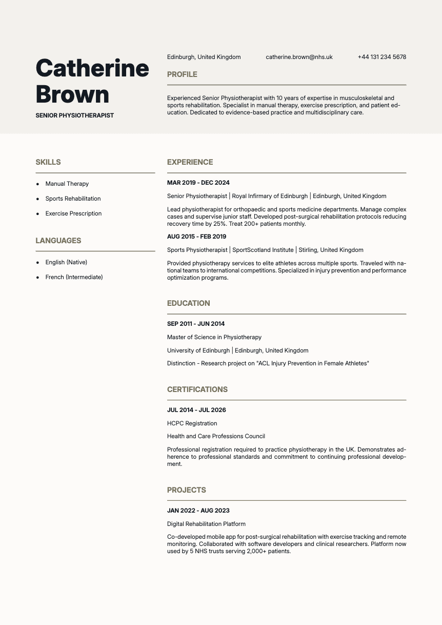 Limestone - Resume template Limestone - Resume and CV template preview, professional ATS-friendly design