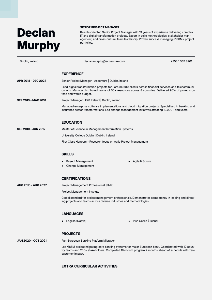 Marble - Resume template Marble - Resume and CV template preview, professional ATS-friendly design