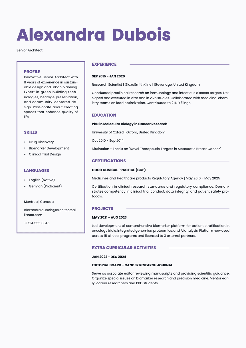 Opal - Resume template Opal - Resume and CV template preview, professional ATS-friendly design