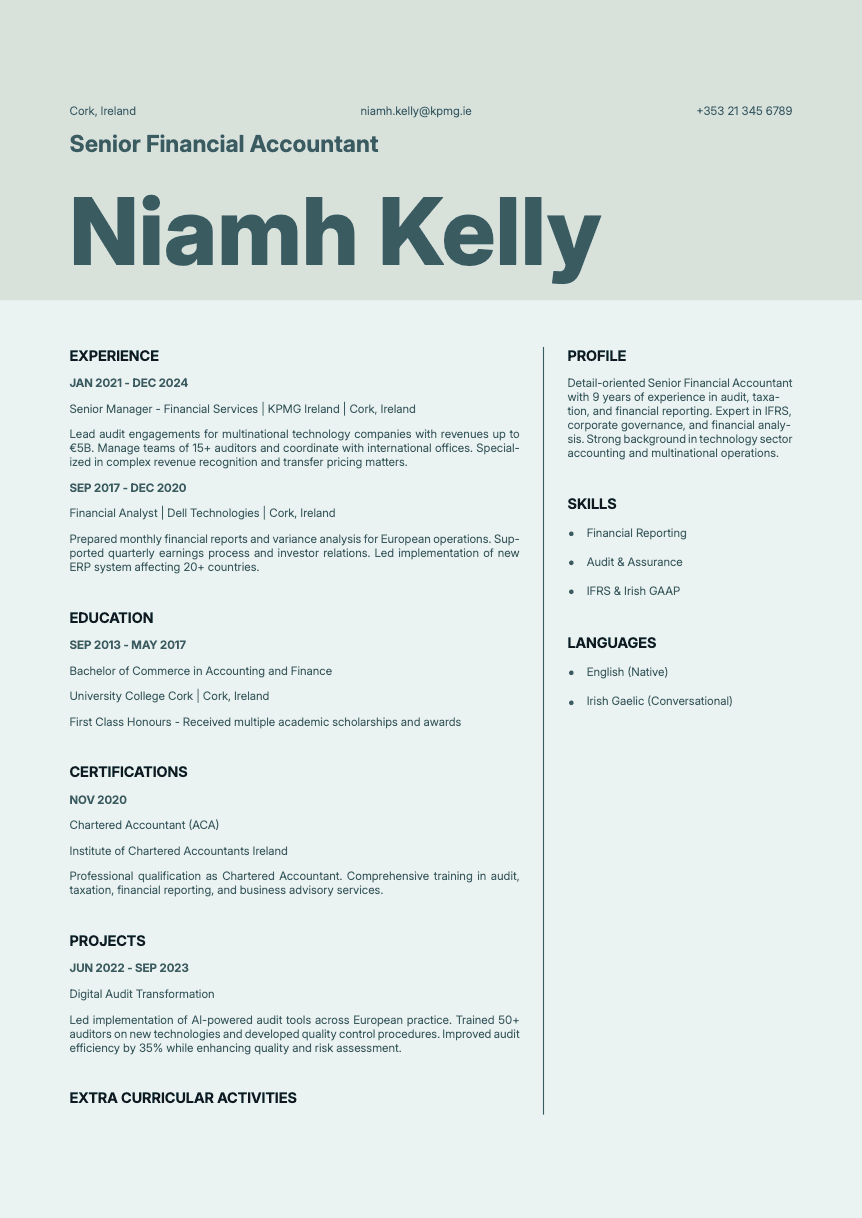 Sapphire - Resume template Sapphire - Resume and CV template preview, professional ATS-friendly design